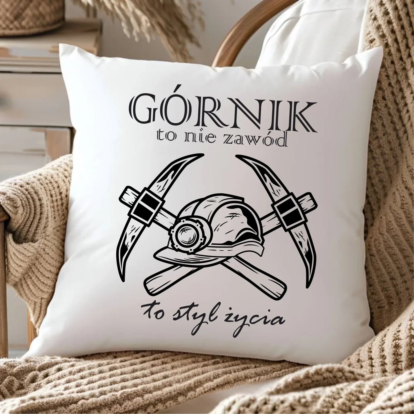 Górnik to nie zawód to styl życia | Poduszka dla górnika na prezent G05 - StoryCups.pl