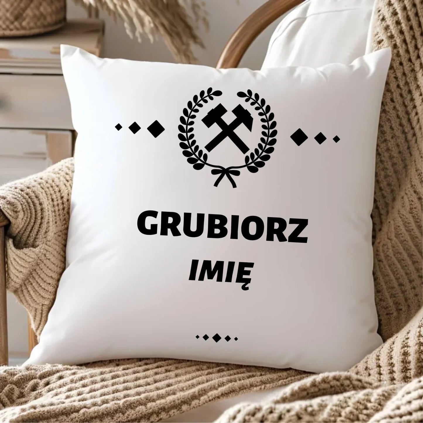Grubiorz imię | Poduszka dla górnika na prezent G03 - StoryCups.pl