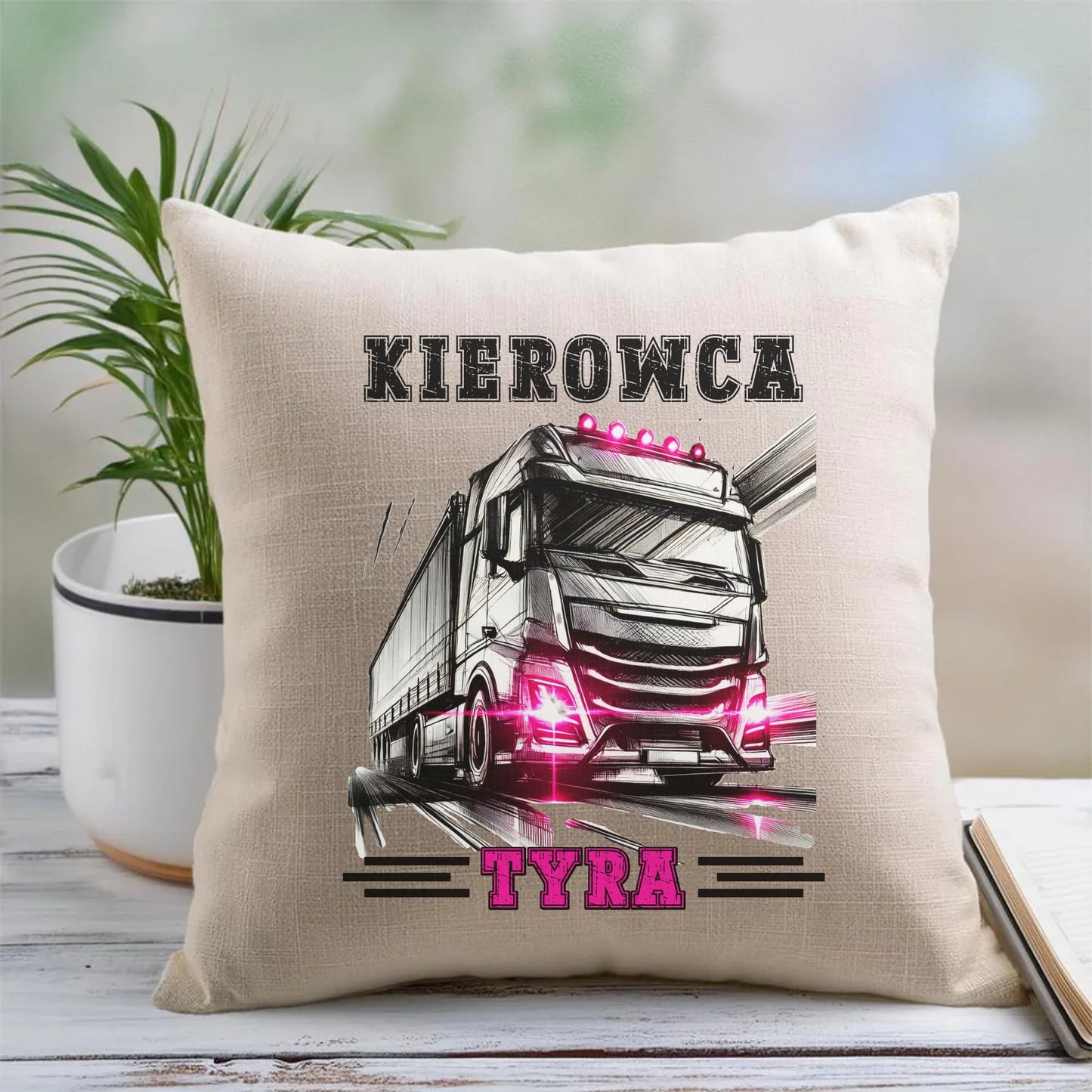 Lniana poduszka z nadrukiem na prezent 45cm