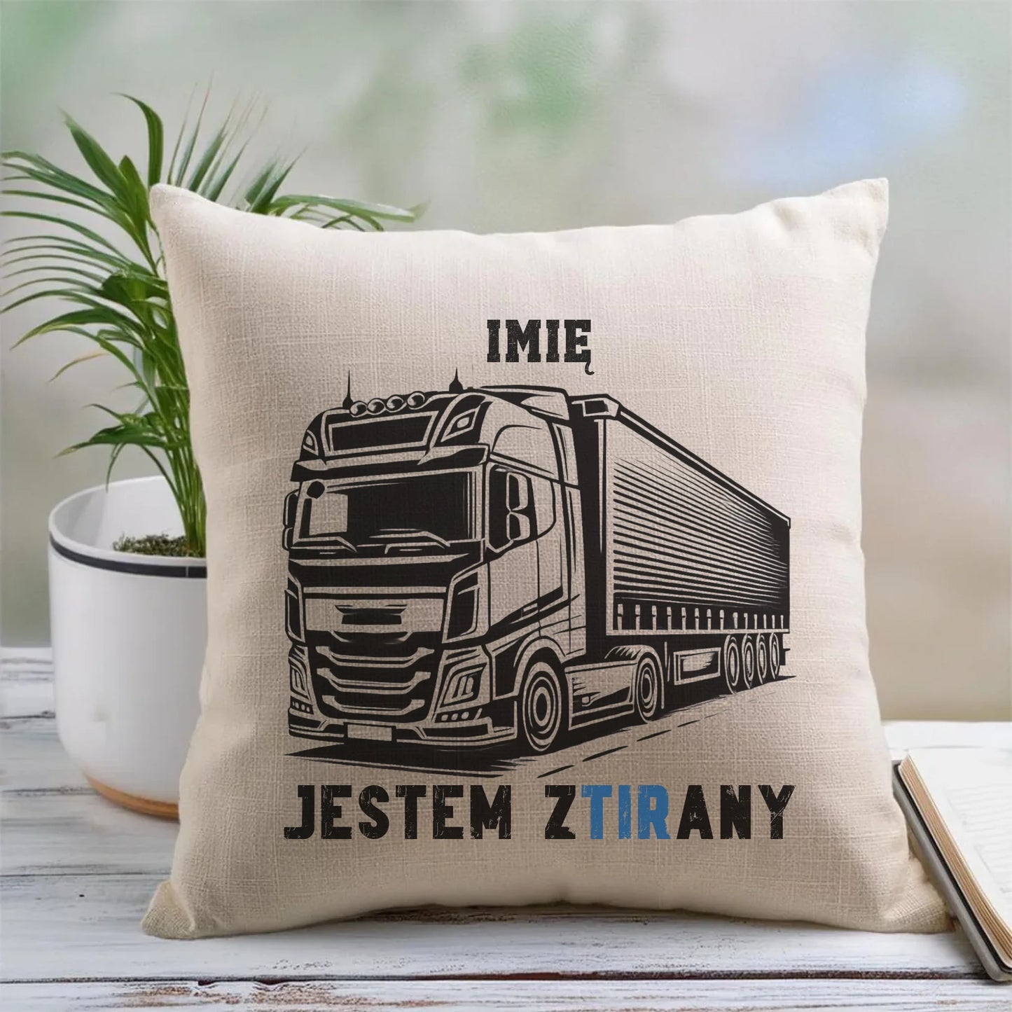 Lniana poduszka z nadrukiem na prezent 45cm