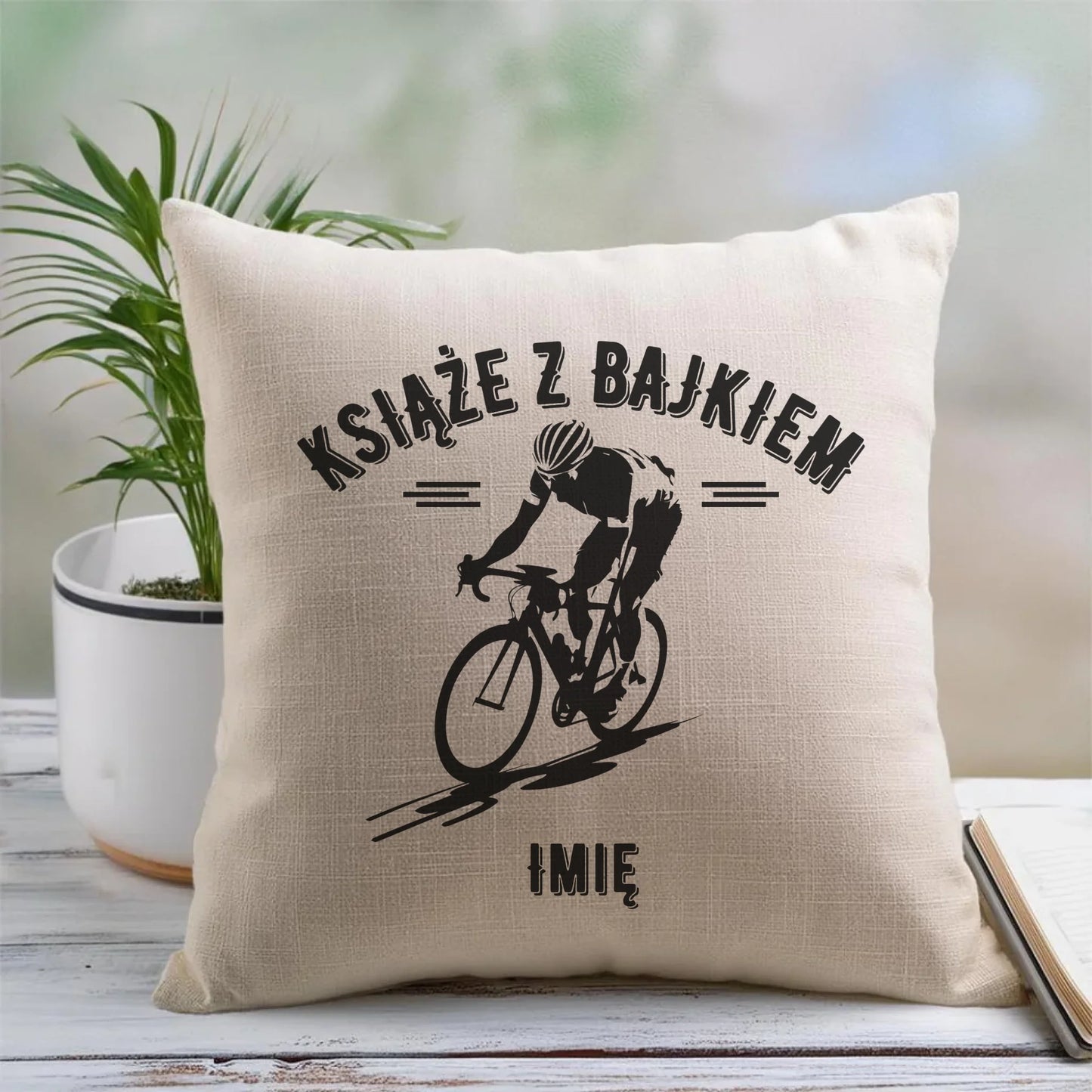 Lniana poduszka z nadrukiem na prezent 45cm