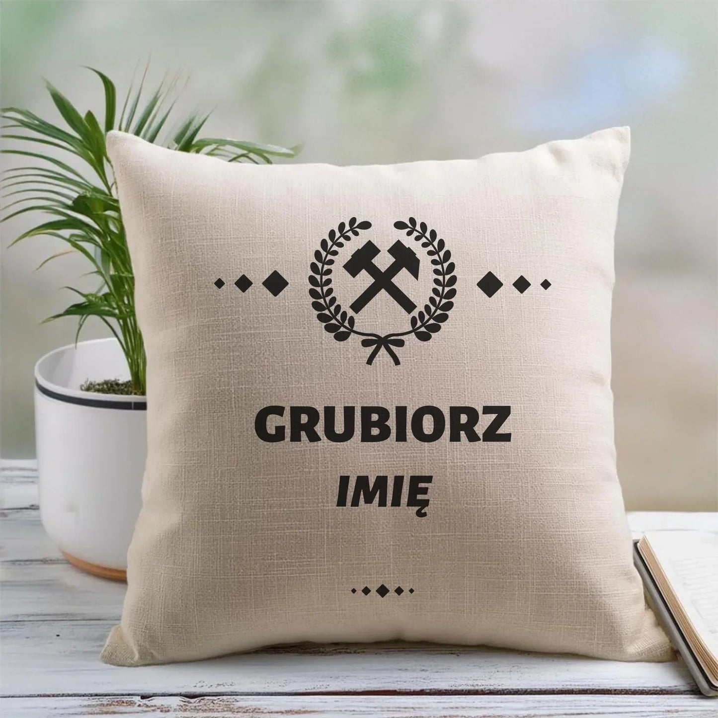 Grubiorz imię | Poduszka dla górnika na prezent G03 - StoryCups.pl