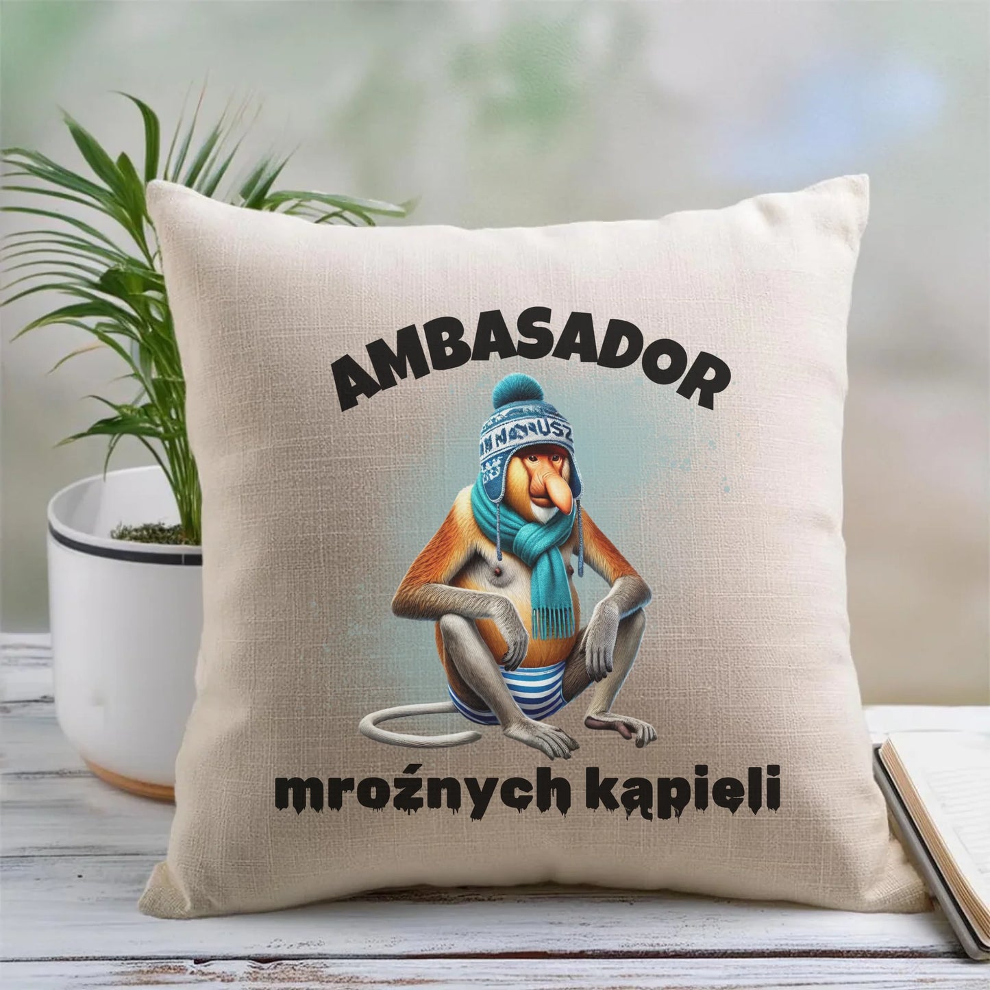 Lniana poduszka z nadrukiem na prezent 45cm