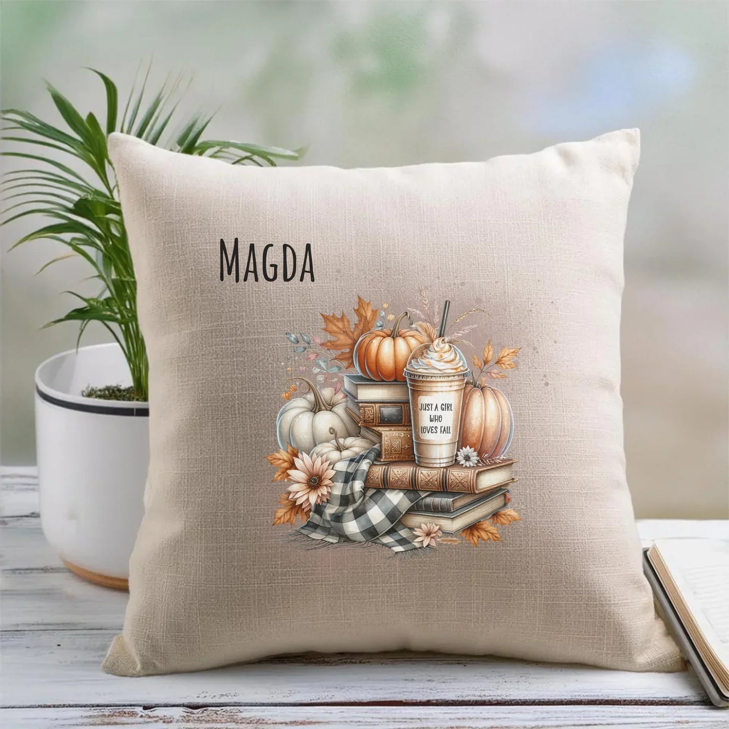 Just a girl who loves fall | Personalizowana poduszka dla jesieniary JS14 - StoryCups.pl