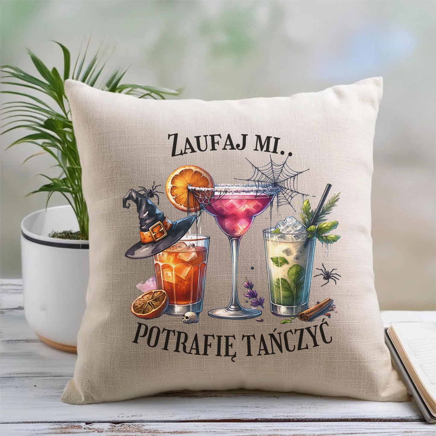Lniana poduszka z nadrukiem na prezent 45cm