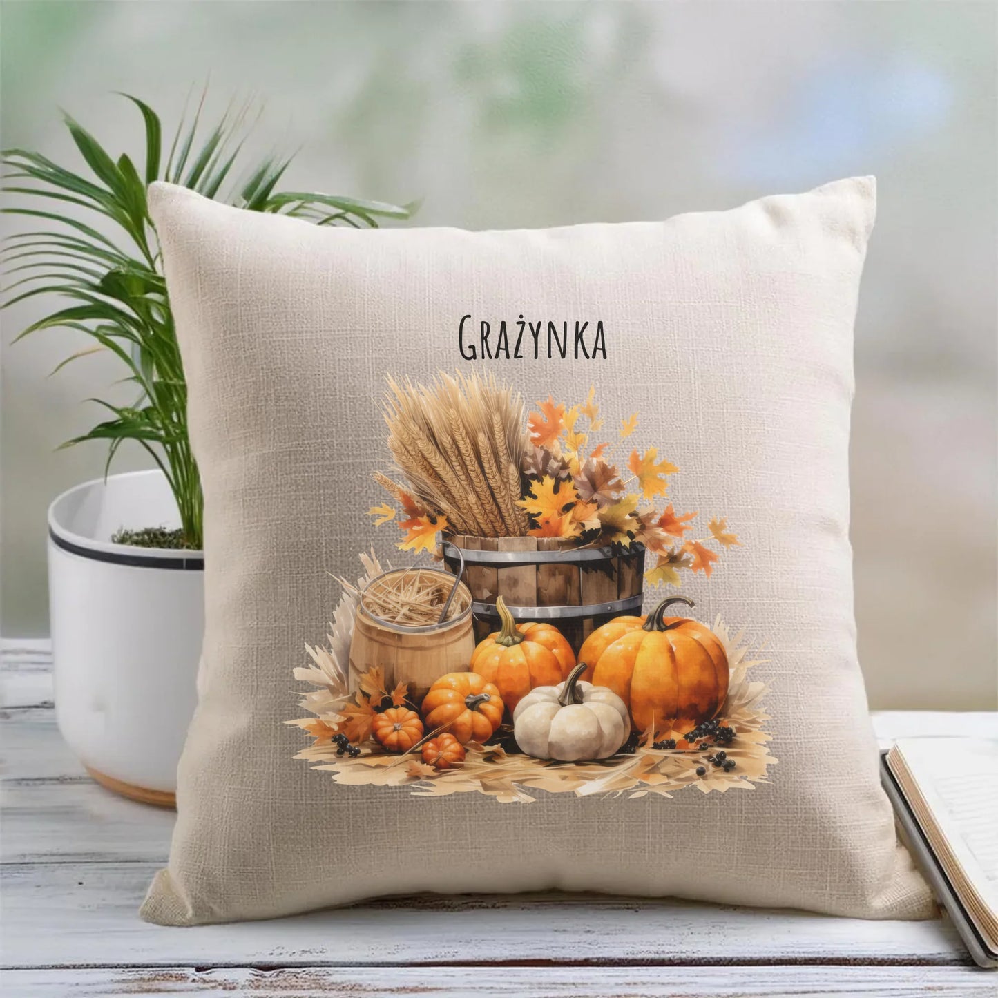 Poduszka na jesień - Harvest vibes - personalizowana JS09 - StoryCups.pl