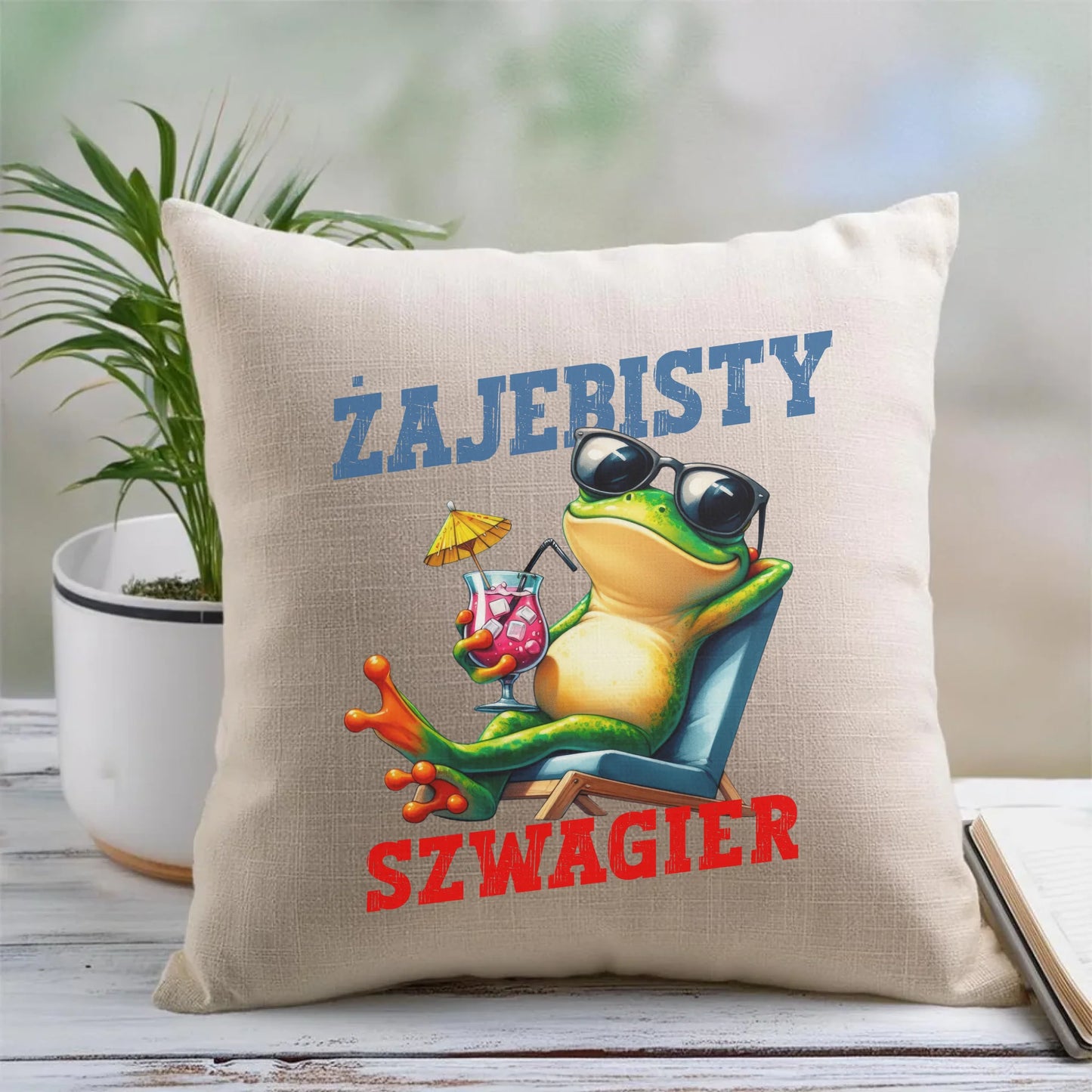 Lniana poduszka z nadrukiem na prezent 45cm