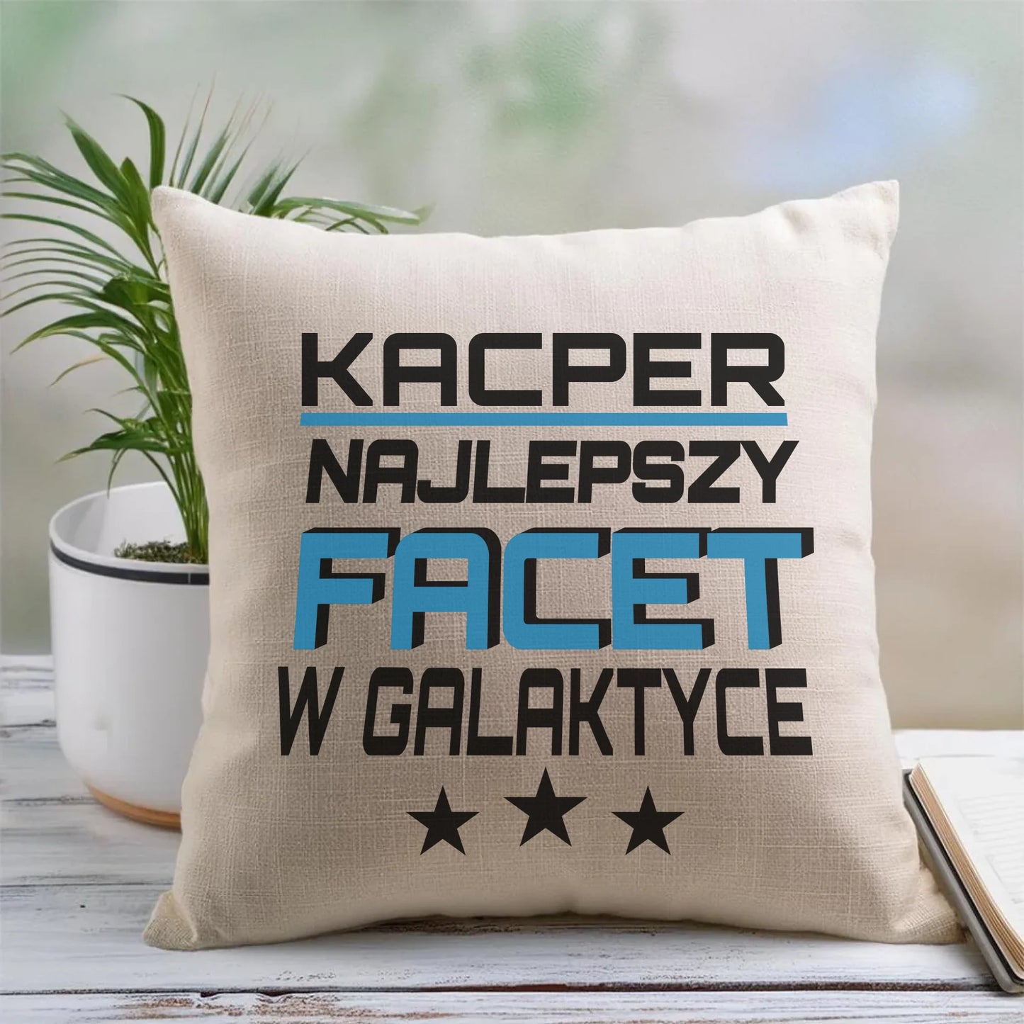 Lniana poduszka z nadrukiem na prezent 45cm