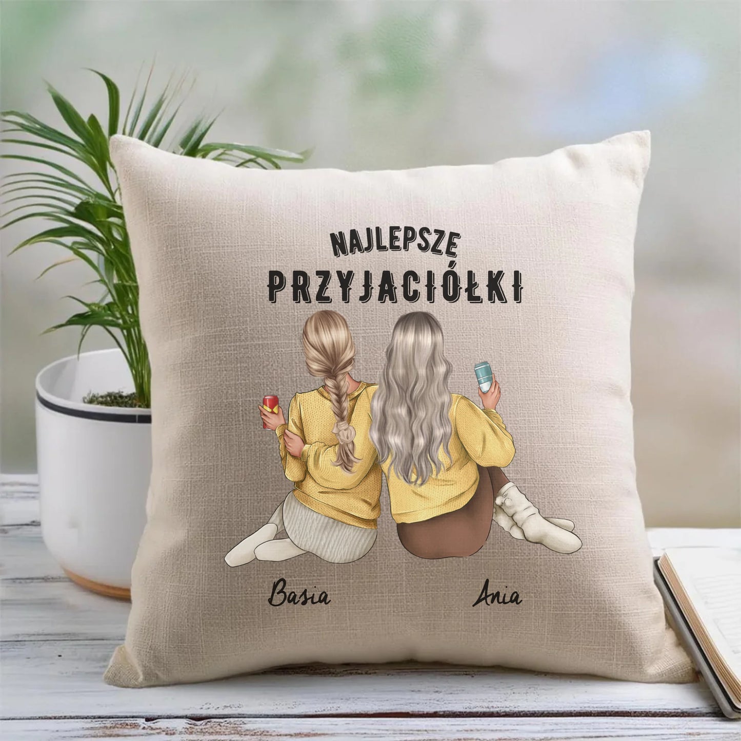 Lniana poduszka z nadrukiem na prezent 45cm