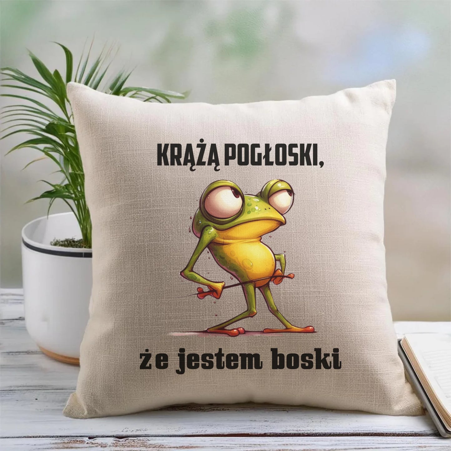 Lniana poduszka z nadrukiem na prezent 45cm