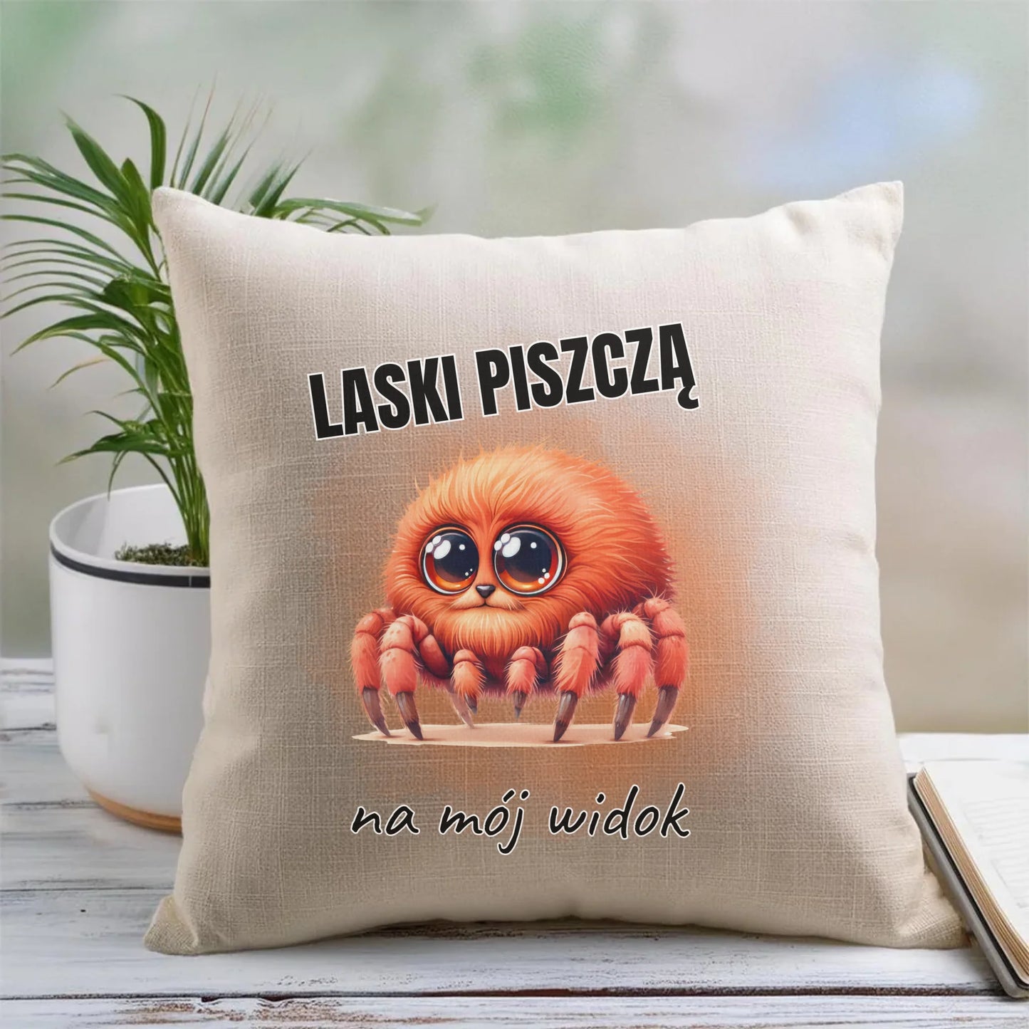 Lniana poduszka z nadrukiem na prezent 45cm