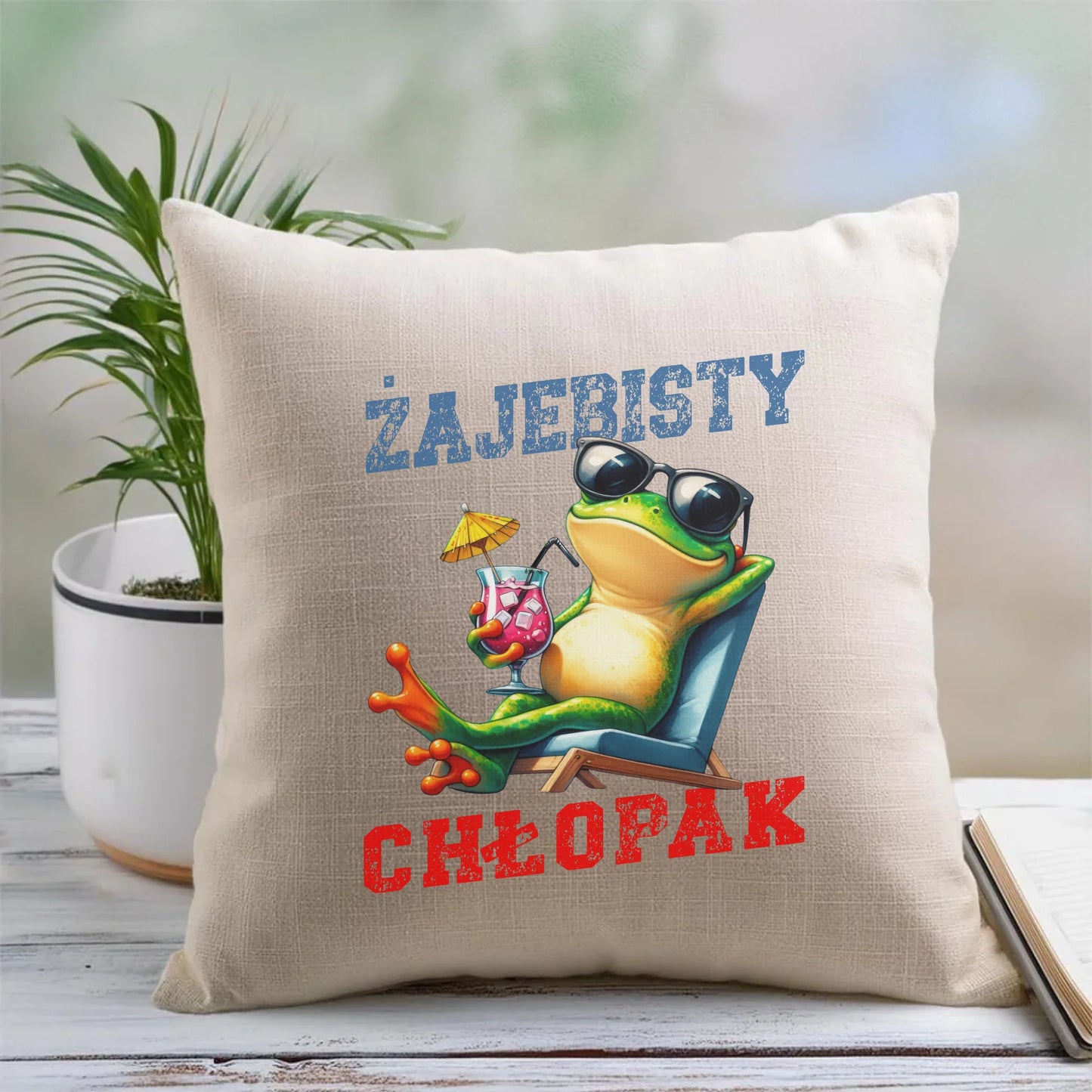 Lniana poduszka z nadrukiem na prezent 45cm