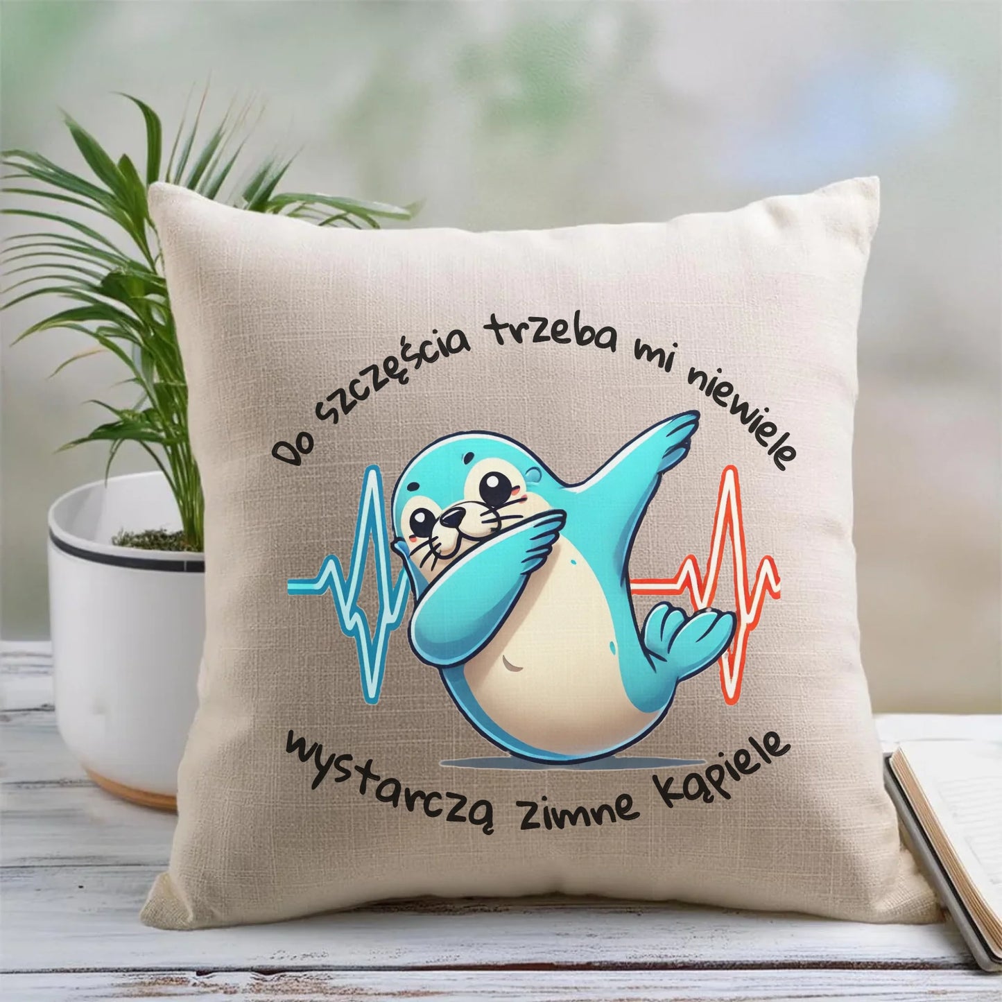 Lniana poduszka z nadrukiem na prezent 45cm
