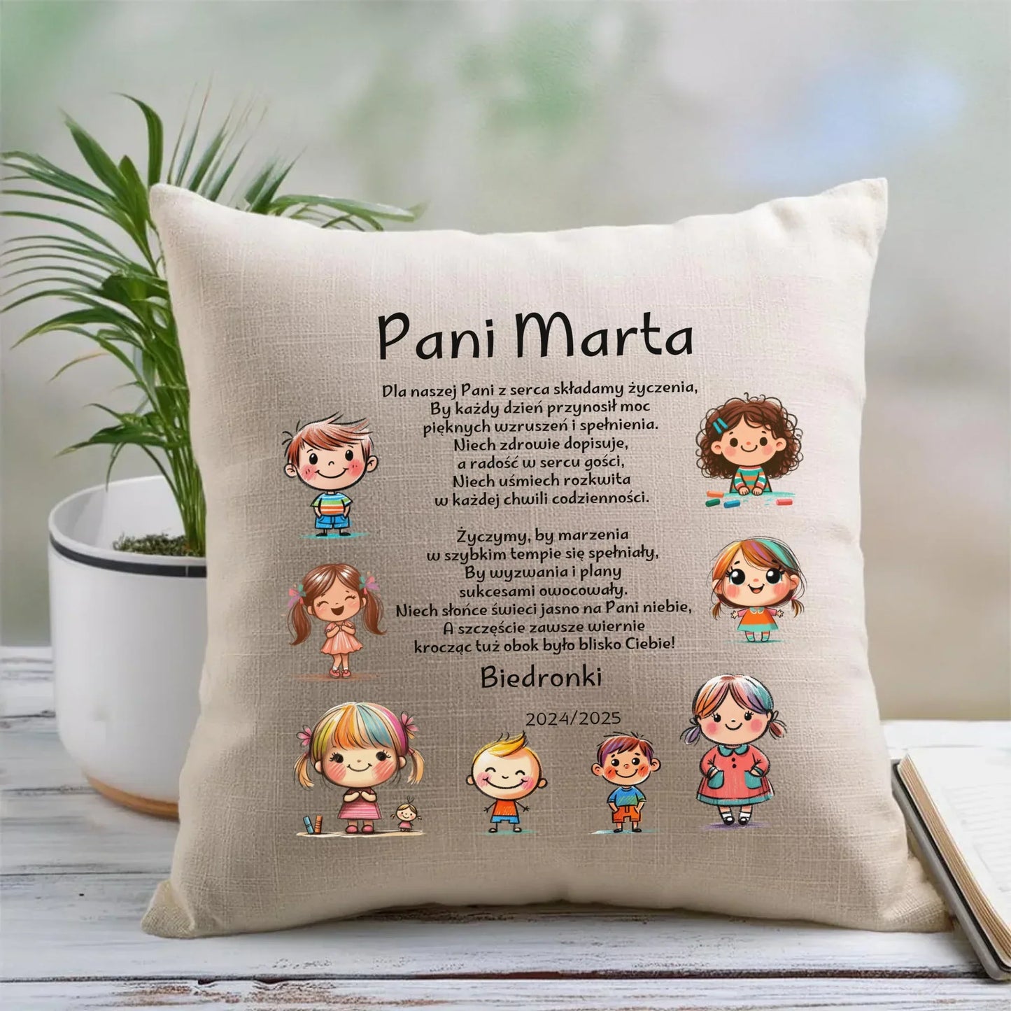 Przedszkolaki | Personalizowana poduszka prezent dla nauczycielki N03 - StoryCups.pl