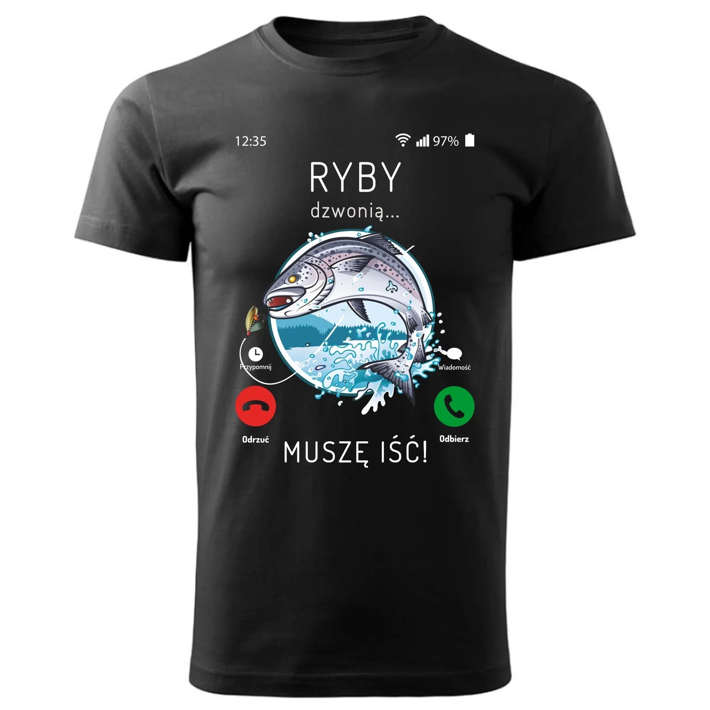 Ryby dzwonią muszę iść | Koszulka męska wędkarza D37 - StoryCups.pl