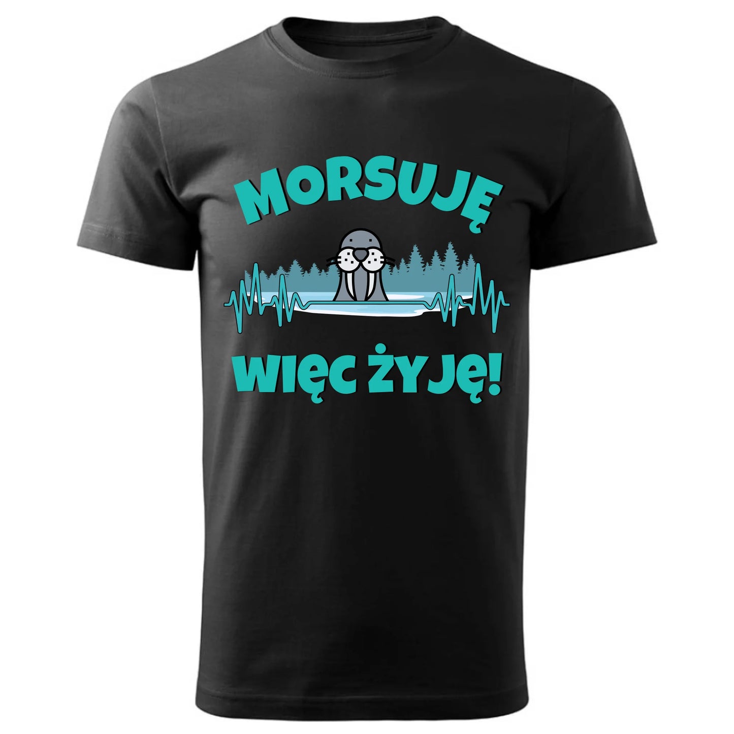 Męska koszulka czarna z nadrukiem - StoryCups.pl