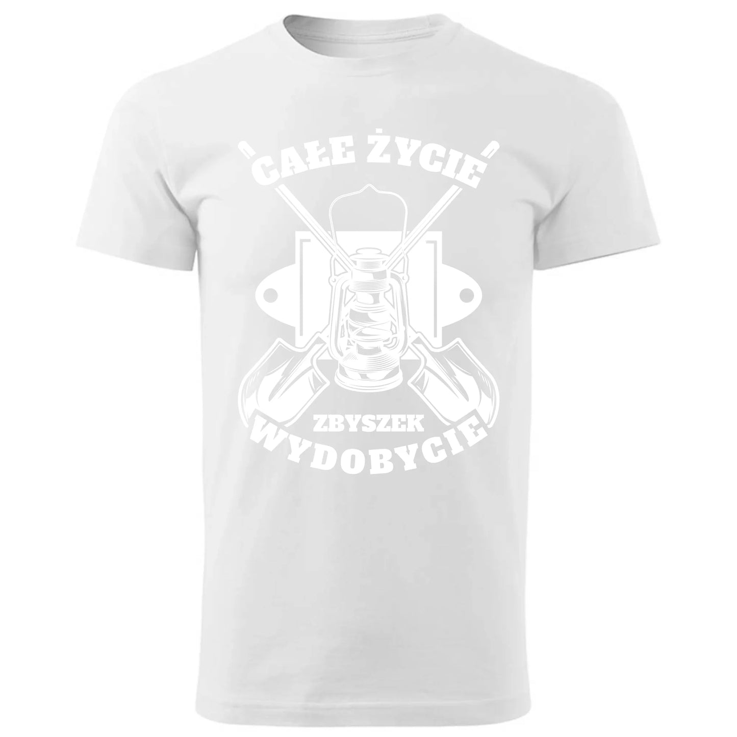 Męska koszulka biała z nadrukiem - StoryCups.pl