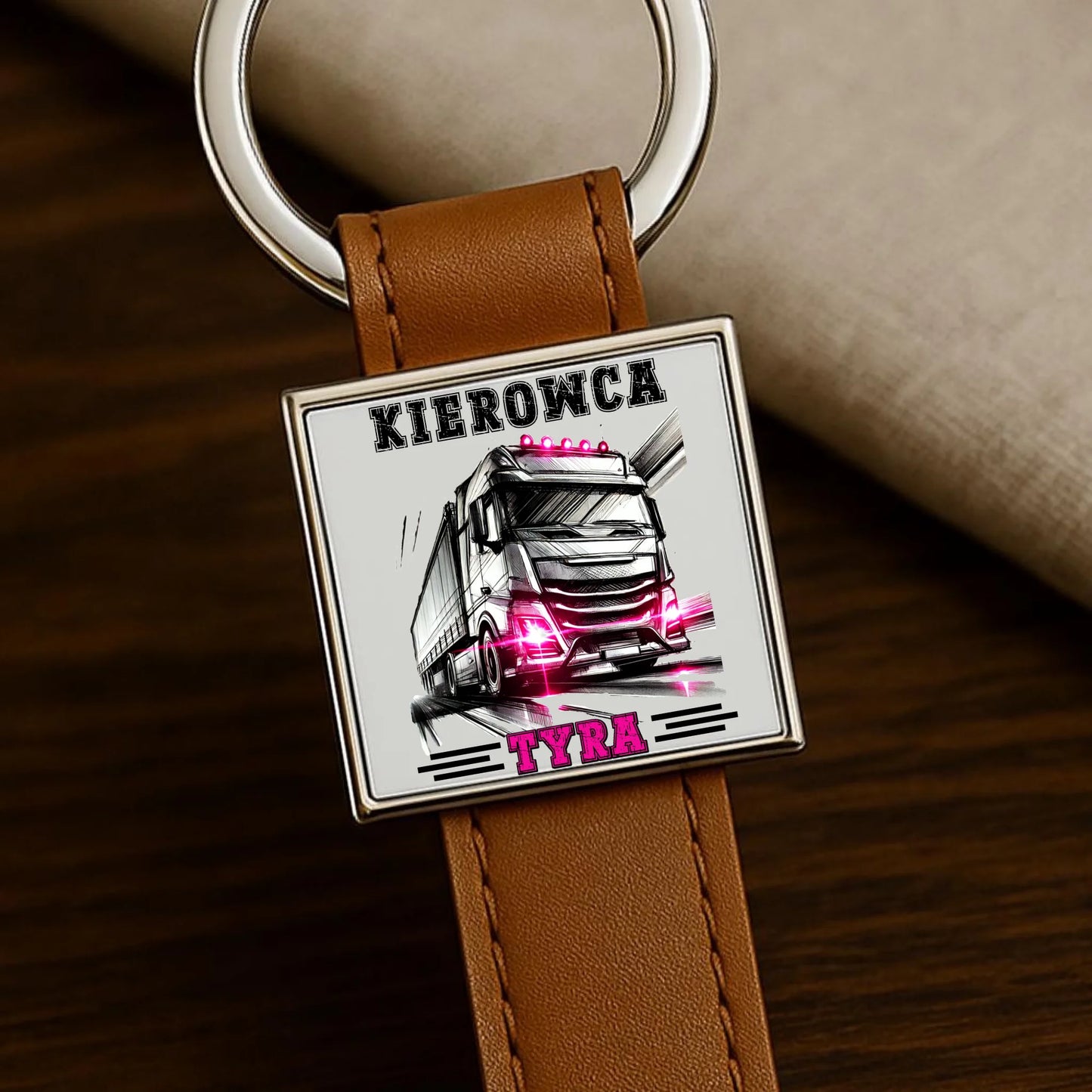 Brelok skórzany z nadrukiem