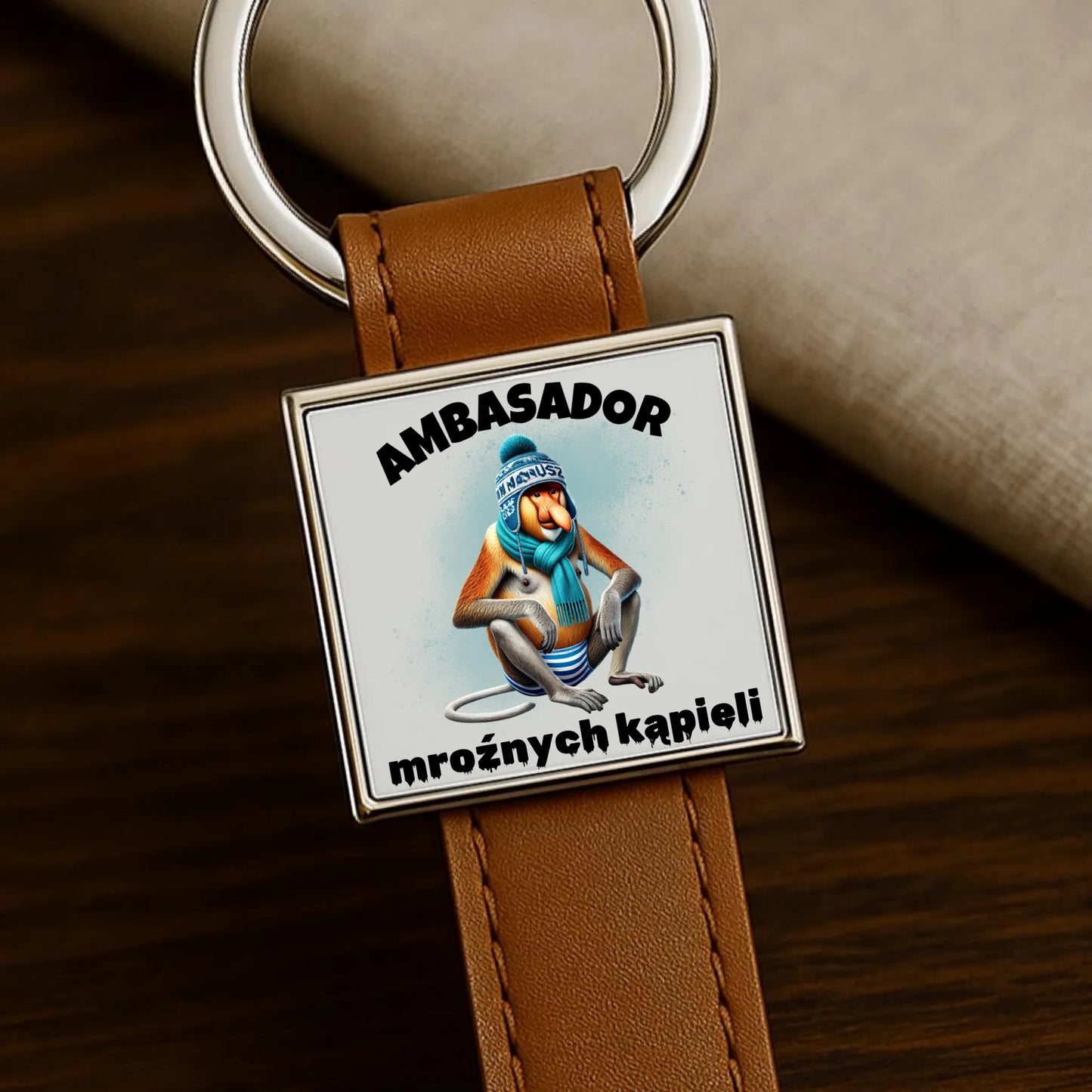 Brelok skórzany z nadrukiem