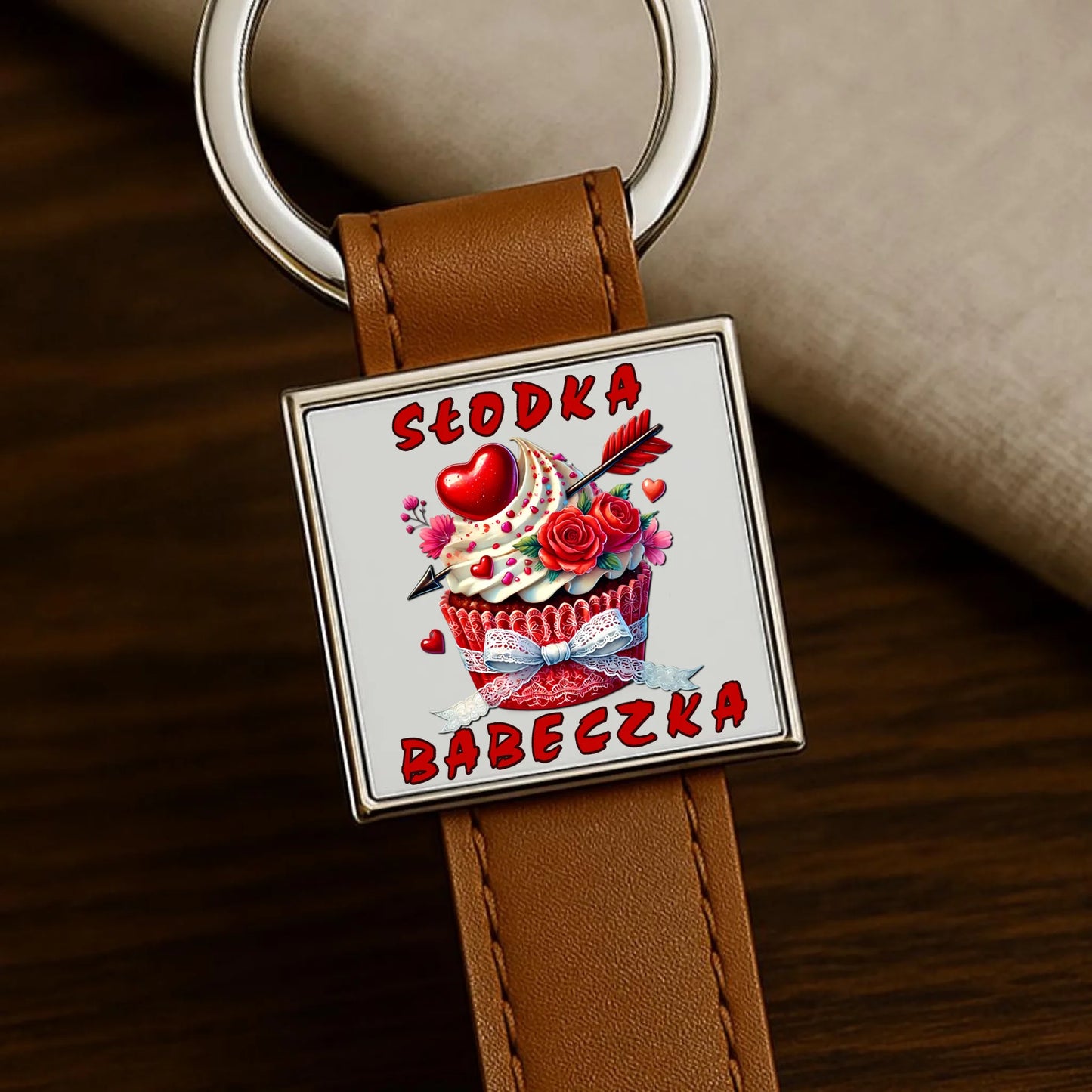 Brelok skórzany z nadrukiem