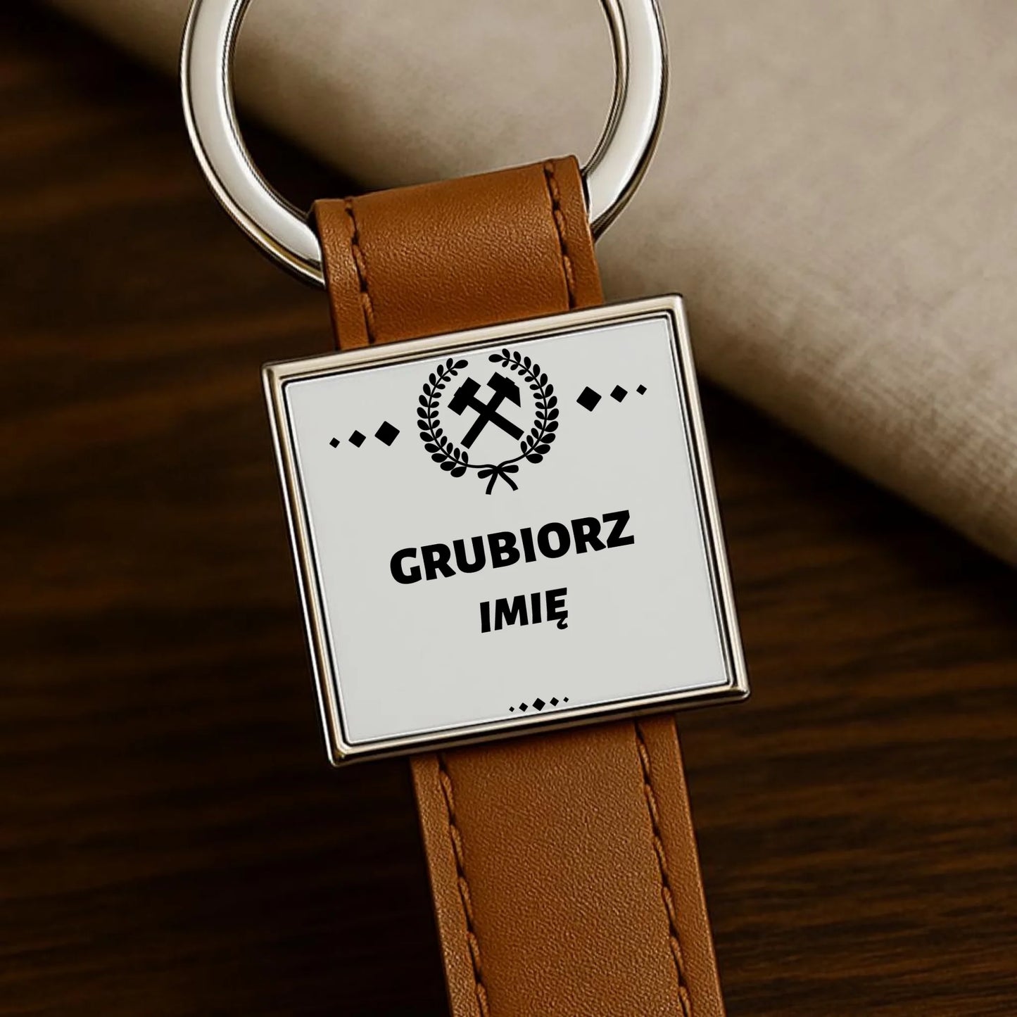 Brelok skórzany z nadrukiem