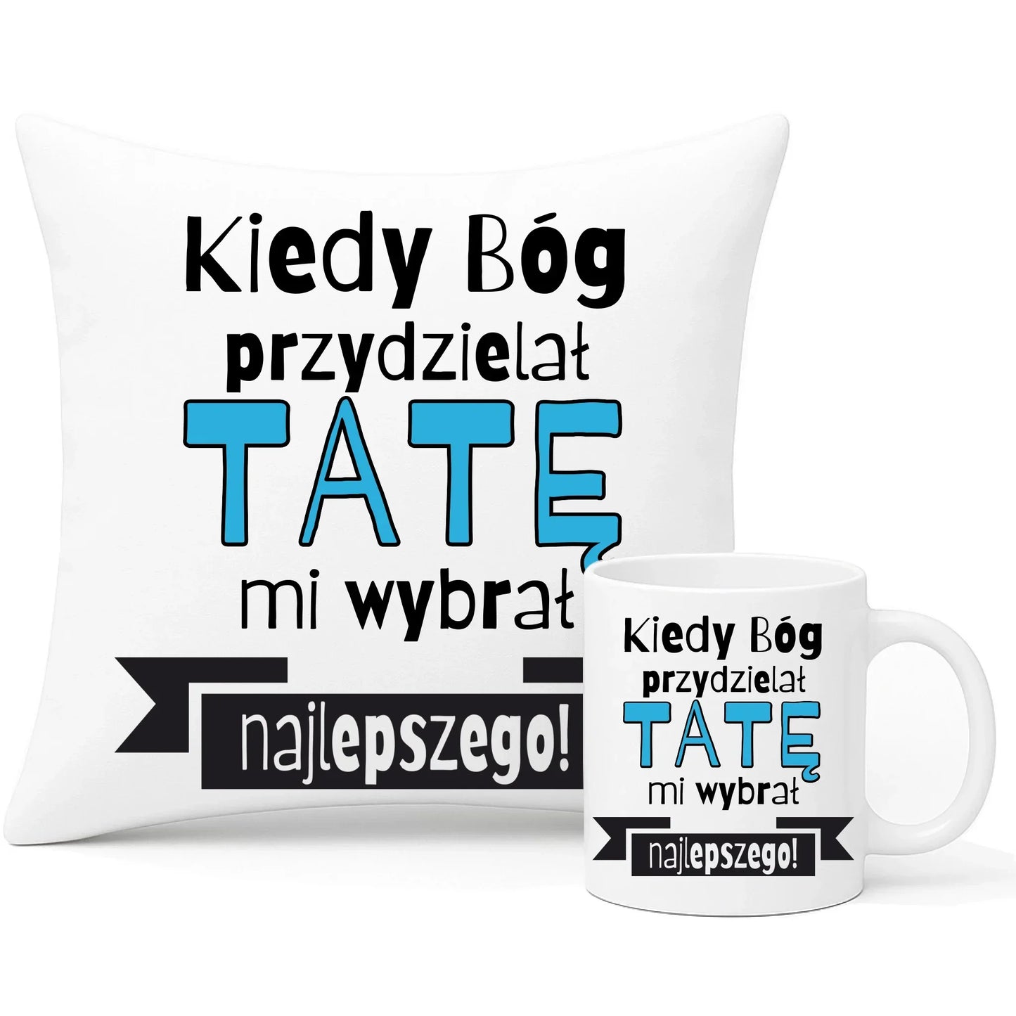 Wyjątkowy prezent dla taty zestaw poduszka i kubek