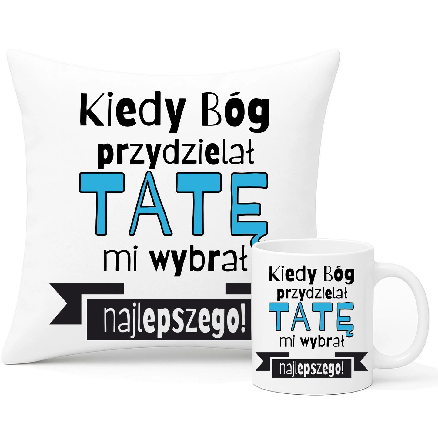 Wyjątkowy prezent dla taty zestaw poduszka i kubek