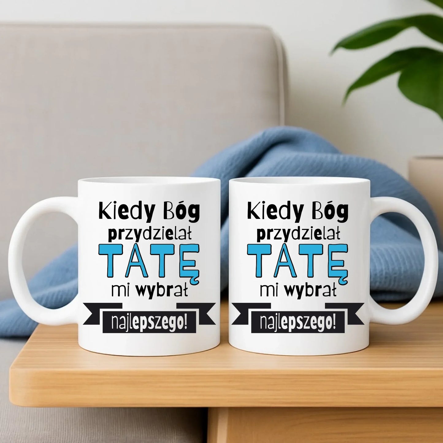 Kiedy Bóg przydzielał tatę mi wybrał najlepszego | Zestaw poduszka i kubek dla taty DT16 - StoryCups.pl