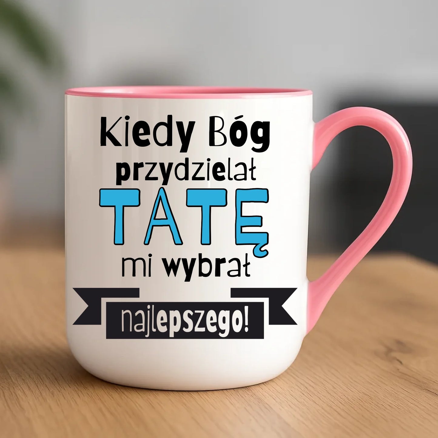 Personalizowany kubek dla taty upominek na Dzień Ojca - różowy