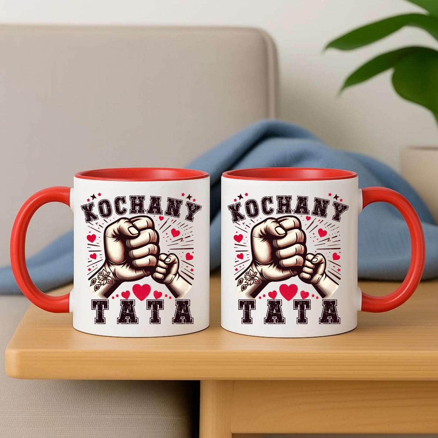Personalizowany czerwony kubek dla taty na prezent Dzień Ojca Święta Urodziny