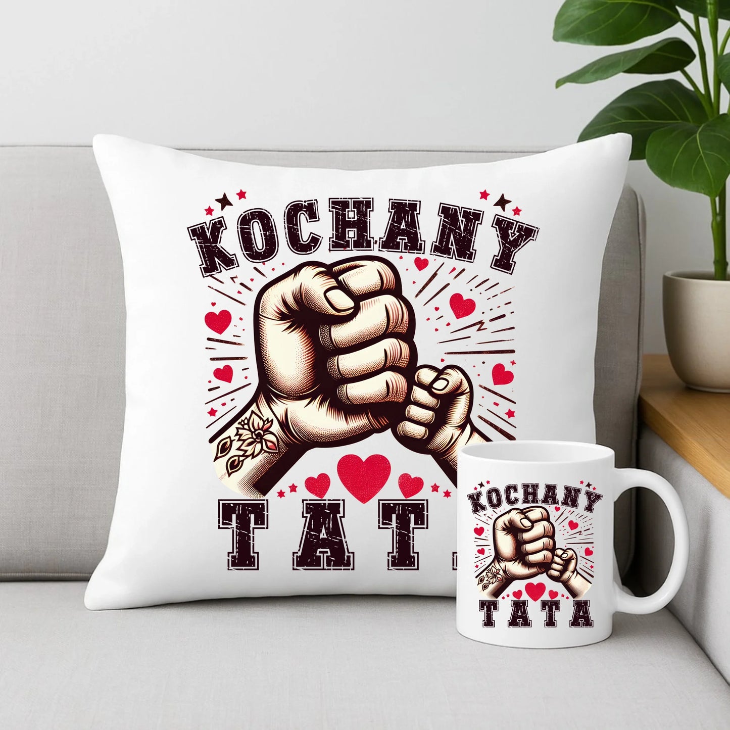 Zestaw prezentowy dla taty poduszka i kubek z nadrukiem Dzień Ojca