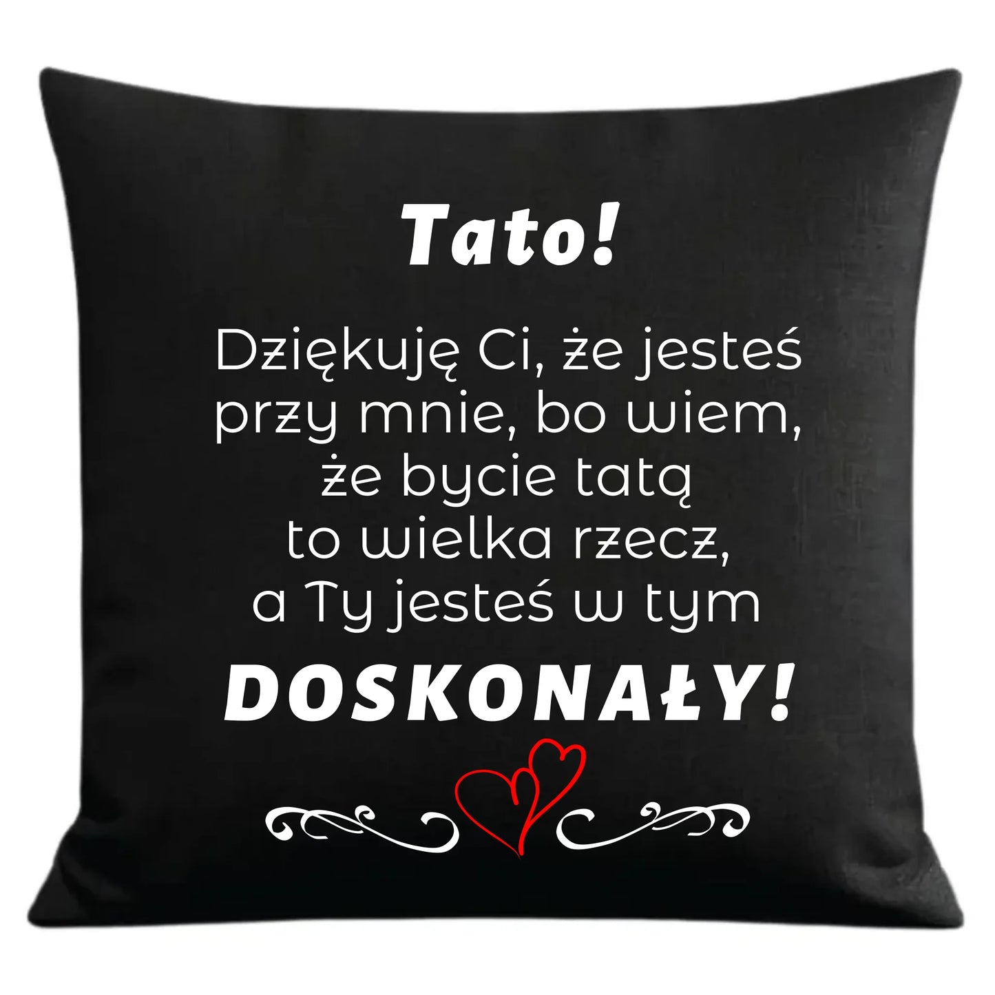 Prezent dla taty czarna poduszka dekoracyjna z nadrukiem