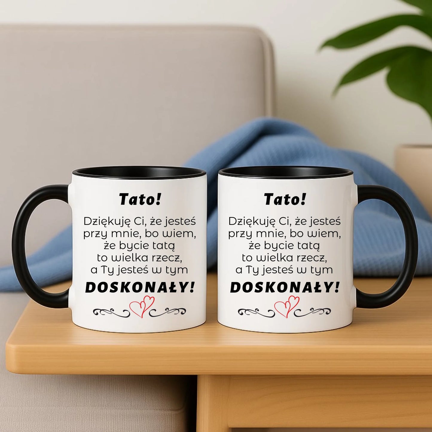Czarny kubek z nadrukiem dla taty praktyczny prezent Dzień Ojca urodziny