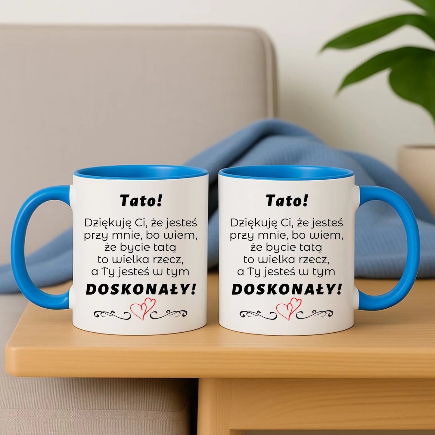 Niebieski kubek z nadrukiem dla taty personalizacja prezent Dzień Ojca urodziny