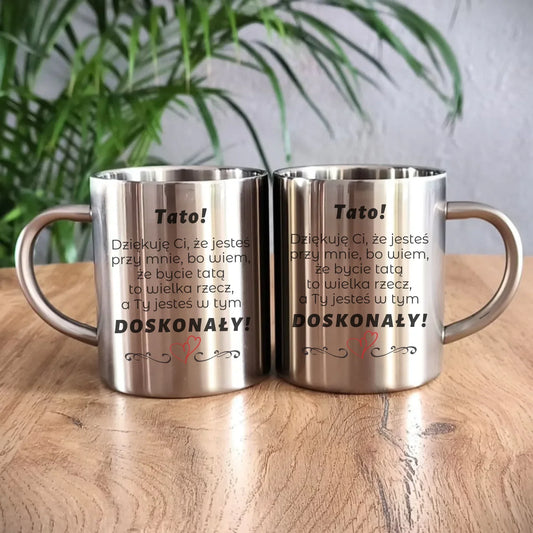 Tato jesteś doskonały | Metalowy kubek dla taty DT19 - StoryCups.pl