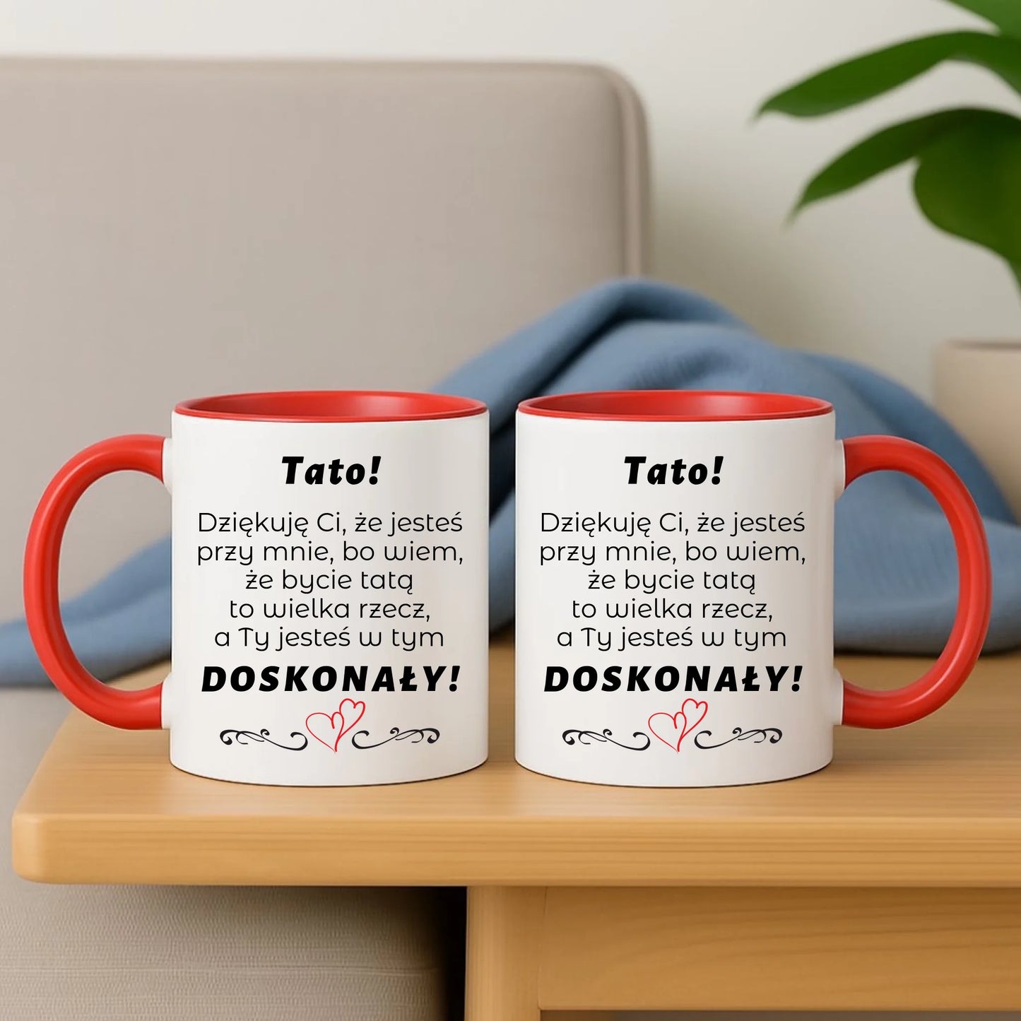 Personalizowany czerwony kubek dla taty na prezent Dzień Ojca Święta Urodziny