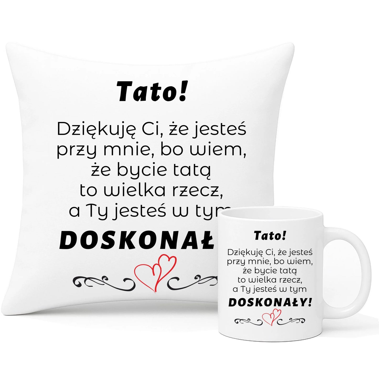 Wyjątkowy prezent dla taty zestaw poduszka i kubek