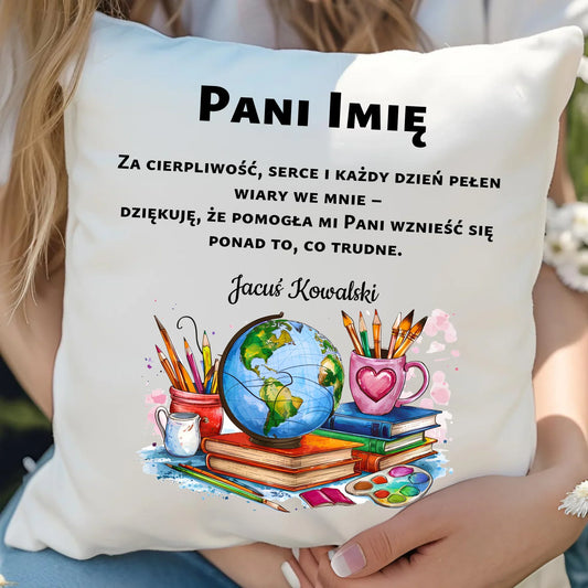 Podziękowanie dla nauczyciela | Poduszka prezent na Zakończenie Roku Szkolnego N12 - StoryCups.pl