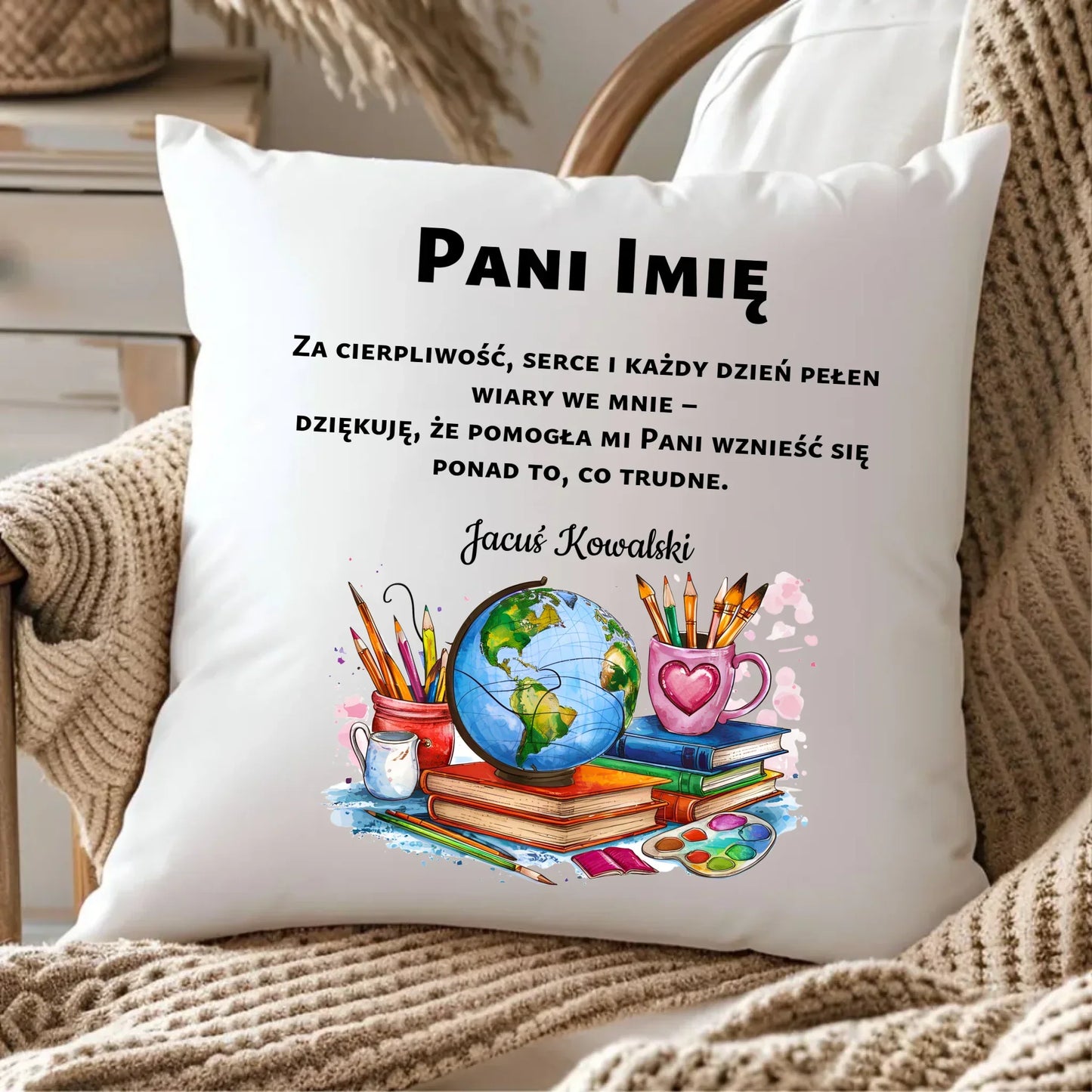 Podziękowanie dla nauczyciela | Poduszka prezent na Zakończenie Roku Szkolnego N12 - StoryCups.pl