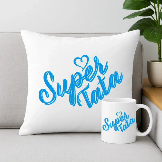 Super tata | Zestaw poduszka i kubek dla taty DT21 - StoryCups.pl