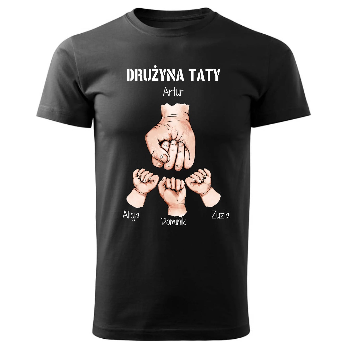 Prezent dla taty czarna koszulka z nadrukiem DZIEŃ OJCA TATA