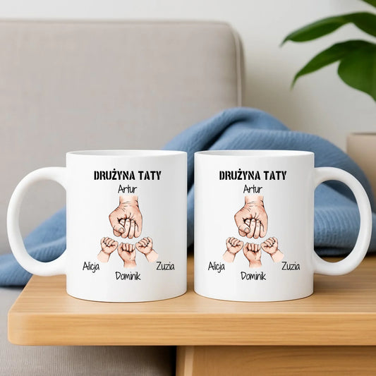 Drużyna Taty | Personalizowany kubek dla taty z imionami dzieci DT01 - StoryCups.pl
