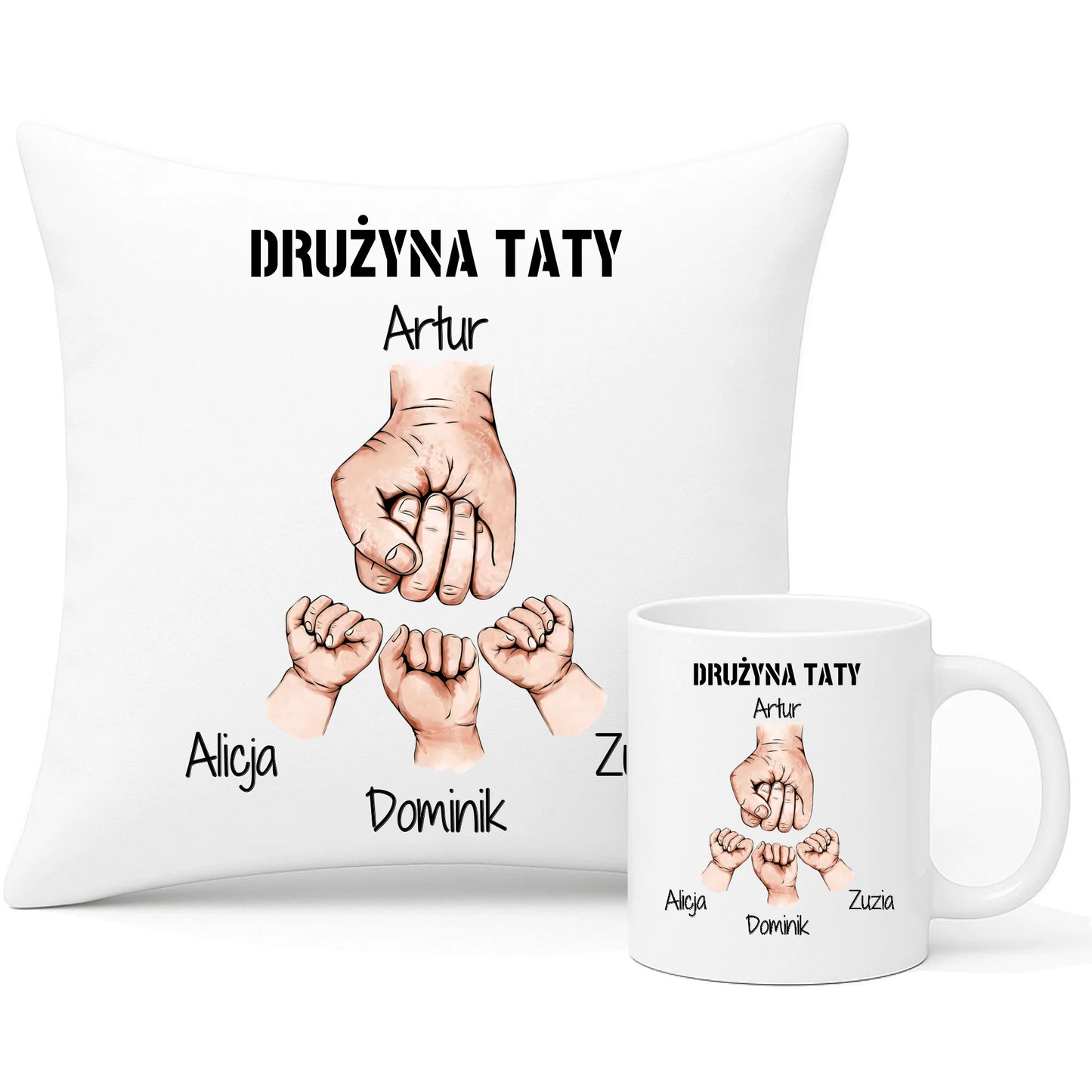 Wyjątkowy prezent dla taty zestaw poduszka i kubek