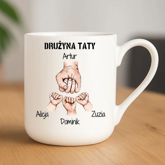 Drużyna Taty | Personalizowany kubek elegant dla taty z imionami dzieci DT01 - StoryCups.pl