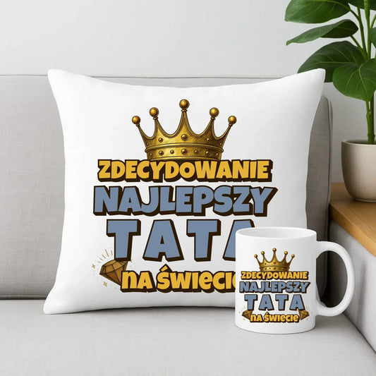 Zdecydowanie najlepszy tata na świecie | Zestaw poduszka i kubek dla taty DT25 - StoryCups.pl