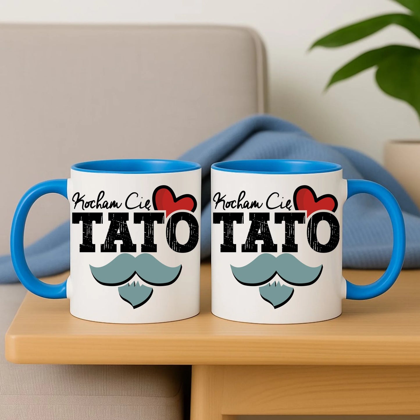 Niebieski kubek z nadrukiem dla taty personalizacja prezent Dzień Ojca urodziny