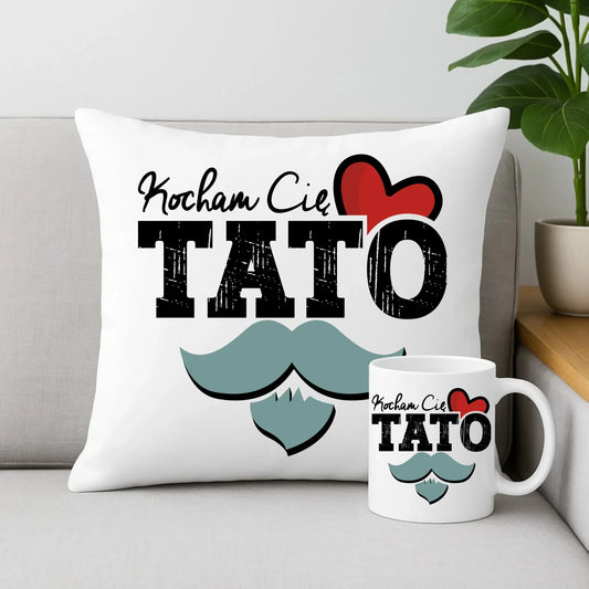 Kocham Cię Tato | Zestaw poduszka i kubek dla taty DT26 - StoryCups.pl