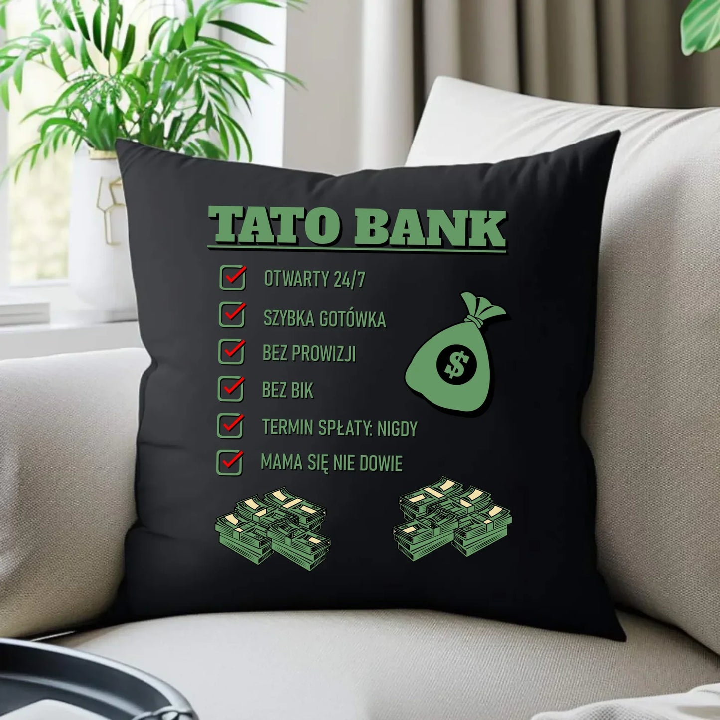 Tato bank | Poduszka dekoracyjna na prezent dla taty DT41 - StoryCups.pl