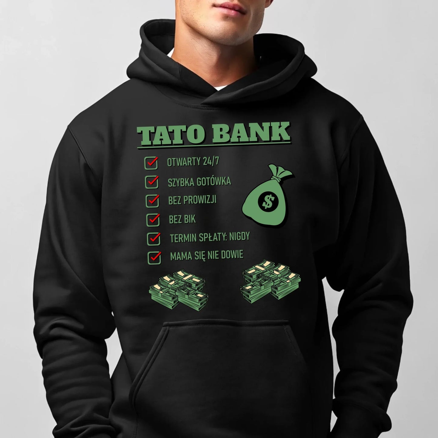 Tato bank | Bluza męska z kapturem dla taty DT41 - StoryCups.pl