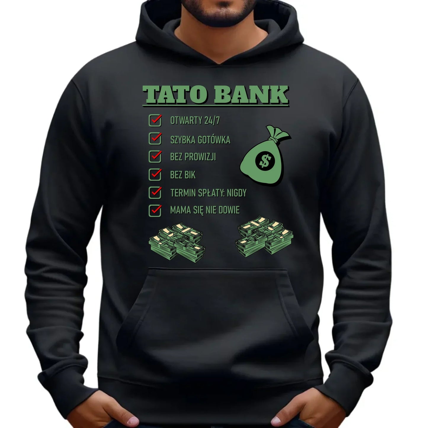 Tato bank | Bluza męska z kapturem dla taty DT41 - StoryCups.pl